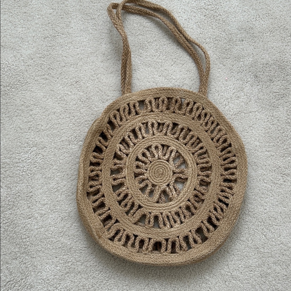 Large Tan Woven Tote Bag